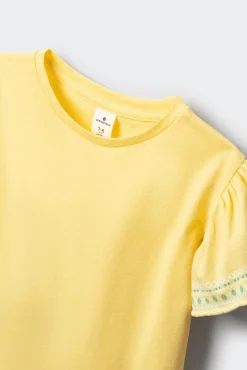 T-shirt de manga curta básica com folho estampado para menina