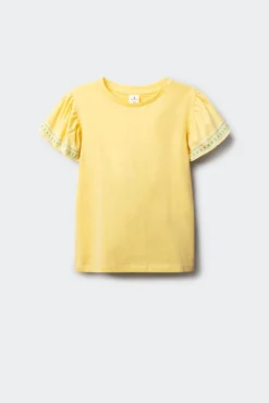 T-shirt de manga curta básica com folho estampado para menina