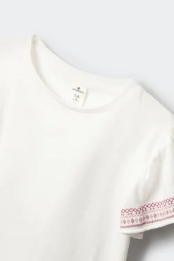 T-shirt de manga curta básica com folho estampado para menina