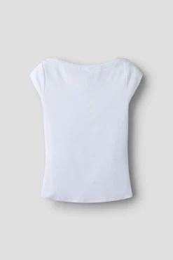 T-shirt de manga curta canelada elástica