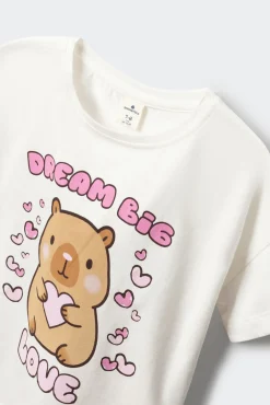 T-shirt de manga curta capivara menina
