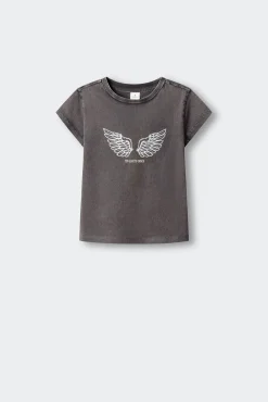 T-shirt de manga curta com asas para menina