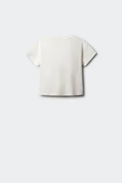 T-shirt de manga curta com bolso em crochet para menina