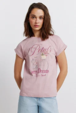 T-shirt de manga curta com cavas e flores