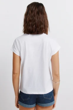 T-shirt de manga curta com cavas e flores