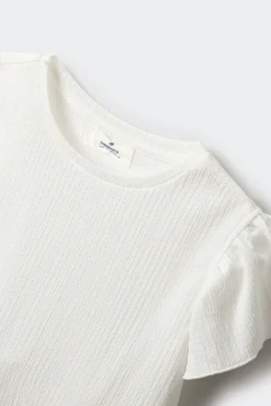 T-shirt de manga curta com folhos menina