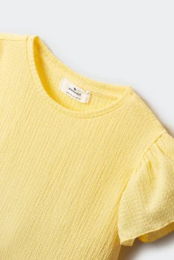 T-shirt de manga curta com folhos menina