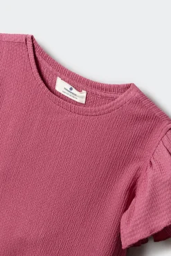 T-shirt de manga curta com folhos menina