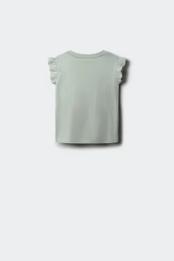 T-shirt de manga curta com folho bordado para menina