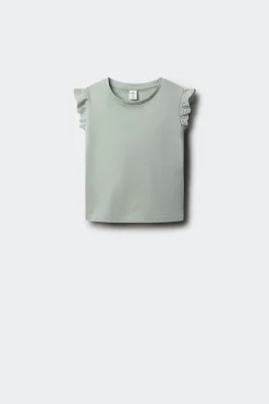 T-shirt de manga curta com folho bordado para menina