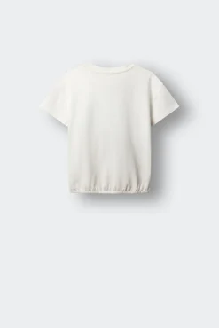 T-shirt de manga curta com lantejoulas concha menina