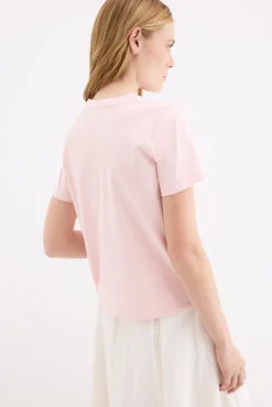 T-shirt de manga curta com logo metálico