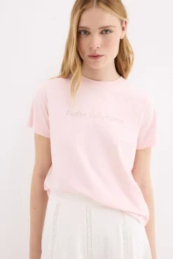 T-shirt de manga curta com logo metálico