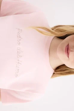 T-shirt de manga curta com logo metálico