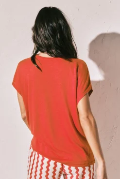 T-shirt de manga curta coral