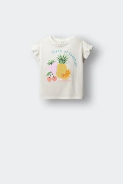 T-shirt de manga curta de frutas para menina