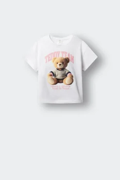T-shirt de manga curta de urso para menina