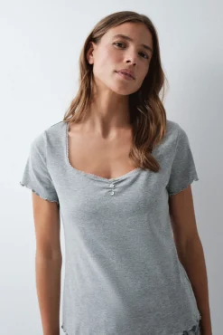 T-shirt de manga curta em algodão cinza