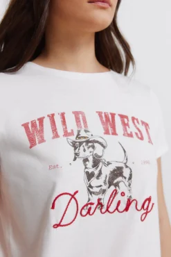 T-shirt de manga curta em algodão "cowgirl"
