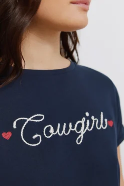 T-shirt de manga curta em algodão "cowgirl"