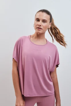 T-shirt de manga curta em modal rosa