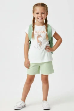T-shirt de manga curta estampada para menina