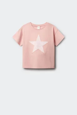T-shirt de manga curta estampado vichy menina