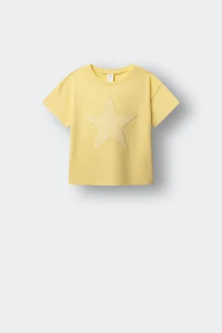 T-shirt de manga curta estrela menina