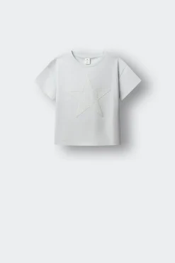 T-shirt de manga curta estrela menina