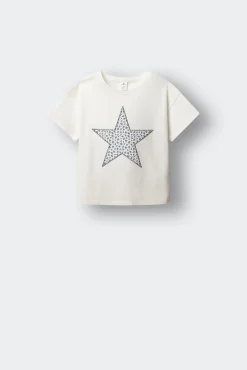 T-shirt de manga curta estrela menina