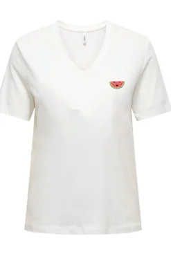 T-shirt de manga curta gola em bico