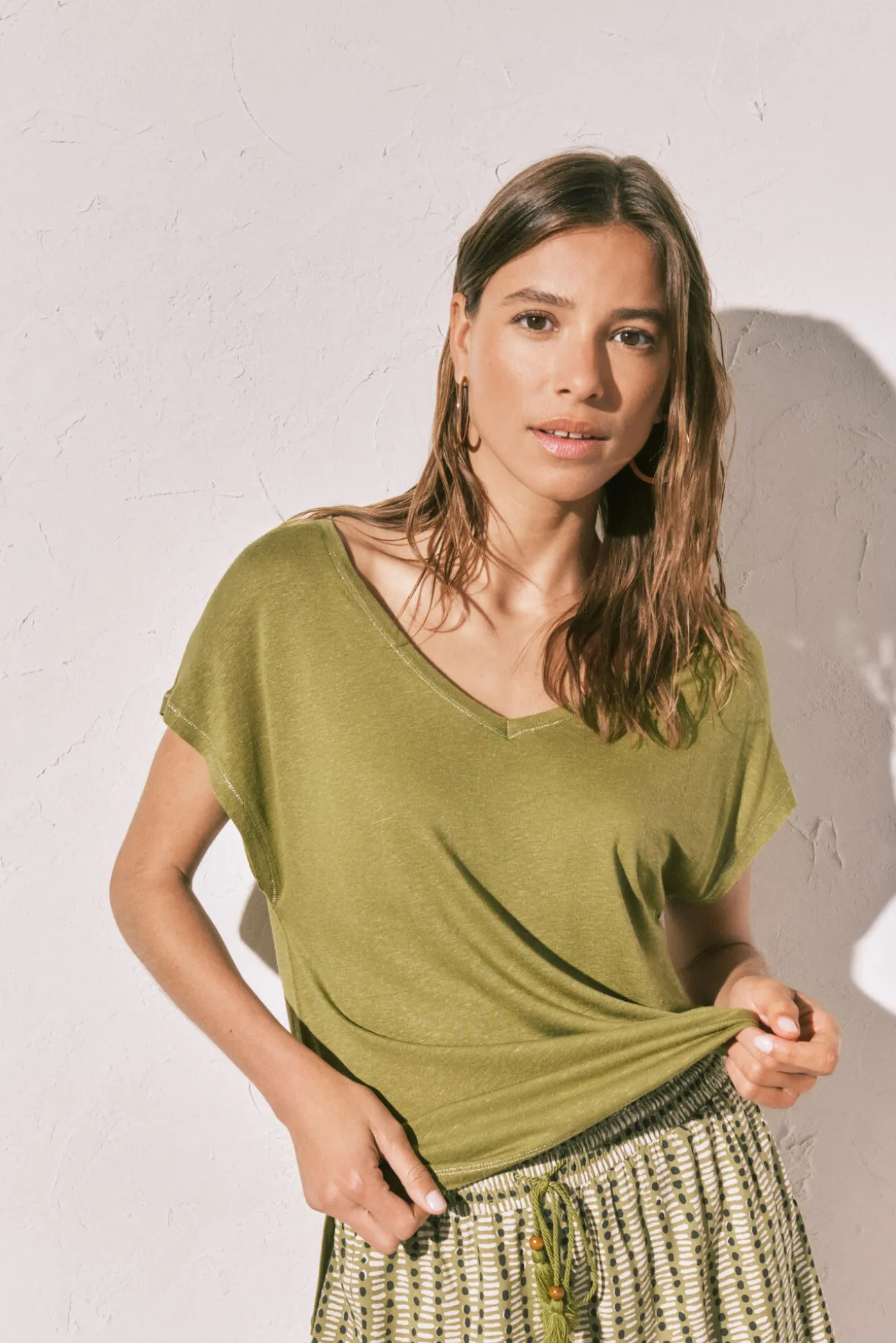 T-shirt de manga curta verde