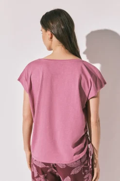 T-shirt em algodão com franzido lilás