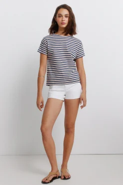T-shirt em algodão com riscas duplas