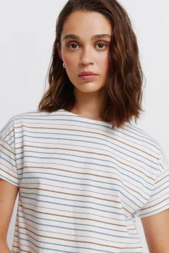 T-shirt em algodão com riscas duplas