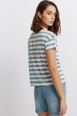 T-shirt em algodão com riscas duplas