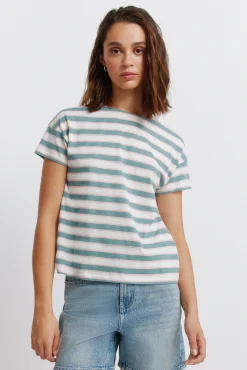 T-shirt em algodão com riscas duplas