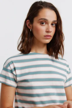 T-shirt em algodão com riscas duplas