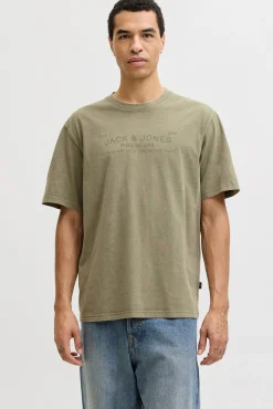 T-shirt lavada com logo