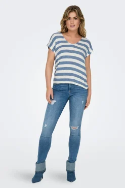 T-shirt leve às riscas