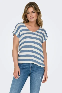 T-shirt leve às riscas