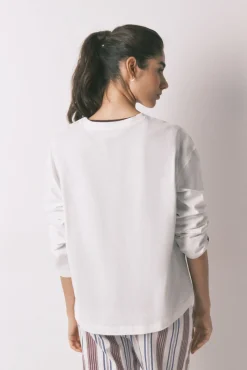 T-shirt manga 3/4 100% algodão branco