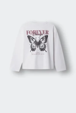 T-shirt manga comprida borboleta menina