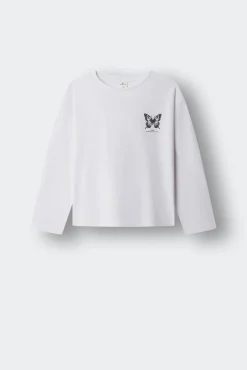 T-shirt manga comprida borboleta menina