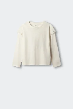 T-shirt manga comprida com folho menina