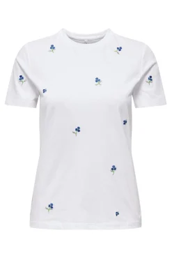 T-shirt manga curta com bordados