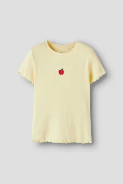 T-shirt manga curta em canelado para menina