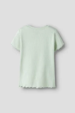 T-shirt manga curta em canelado para menina