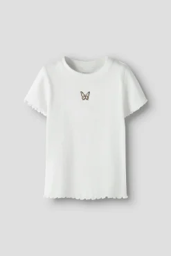 T-shirt manga curta em canelado para menina