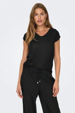 T-shirt manga curta em lurex